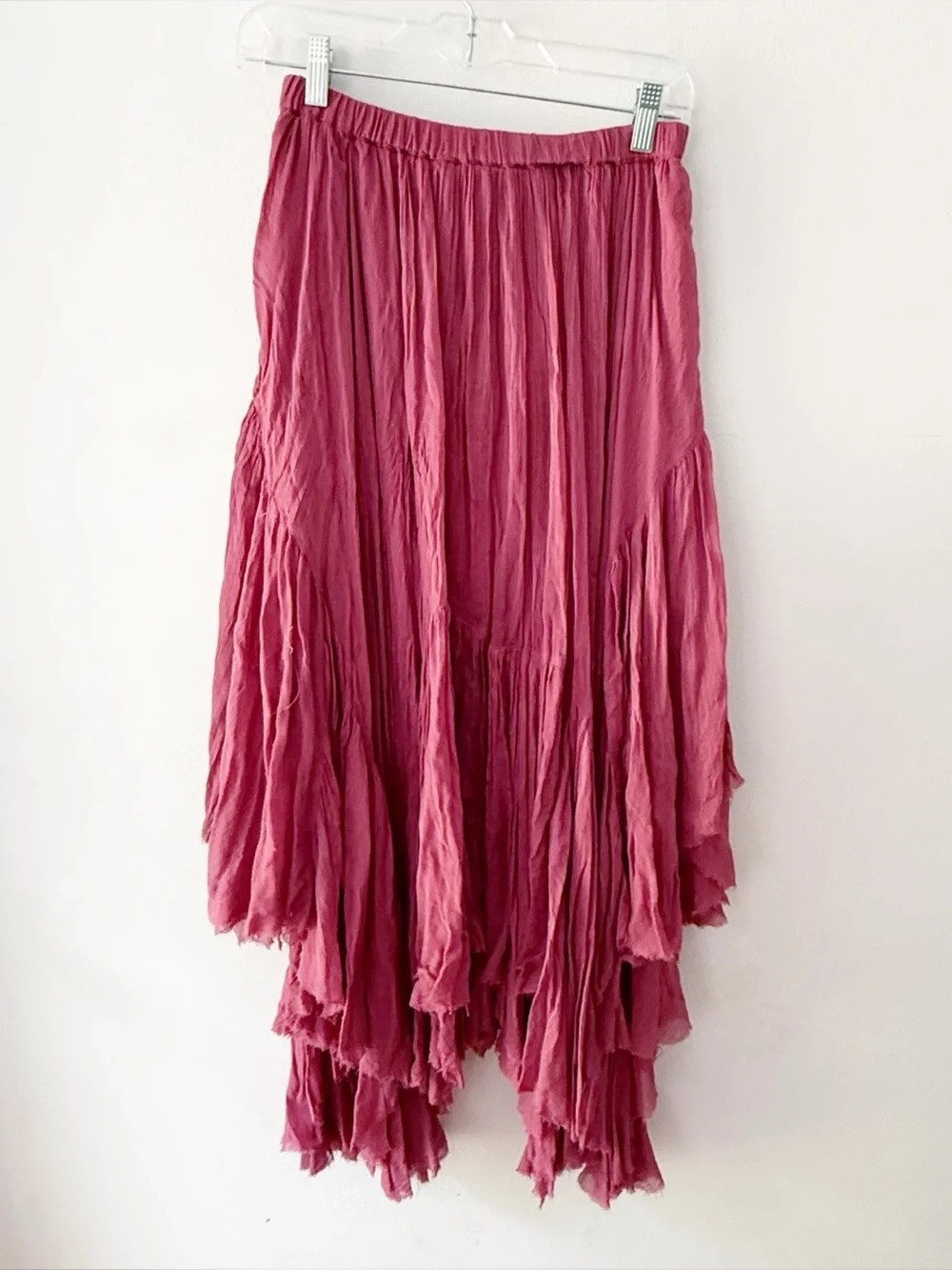 Free People One Women Clover Asymmetrical Maxi Skirt Small Pink Boho Fairy Retro - Picture 4 of 6